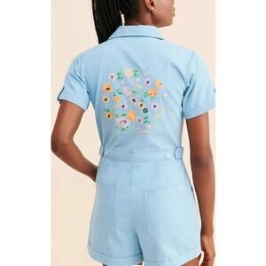 Nuuly X Rue Stiic Elsie Sky Romper Size 2X EUC MSRP $248